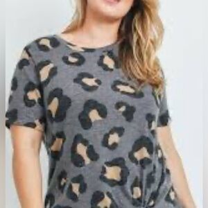 219 BiBi Gray and Black Leopard Print Tee
